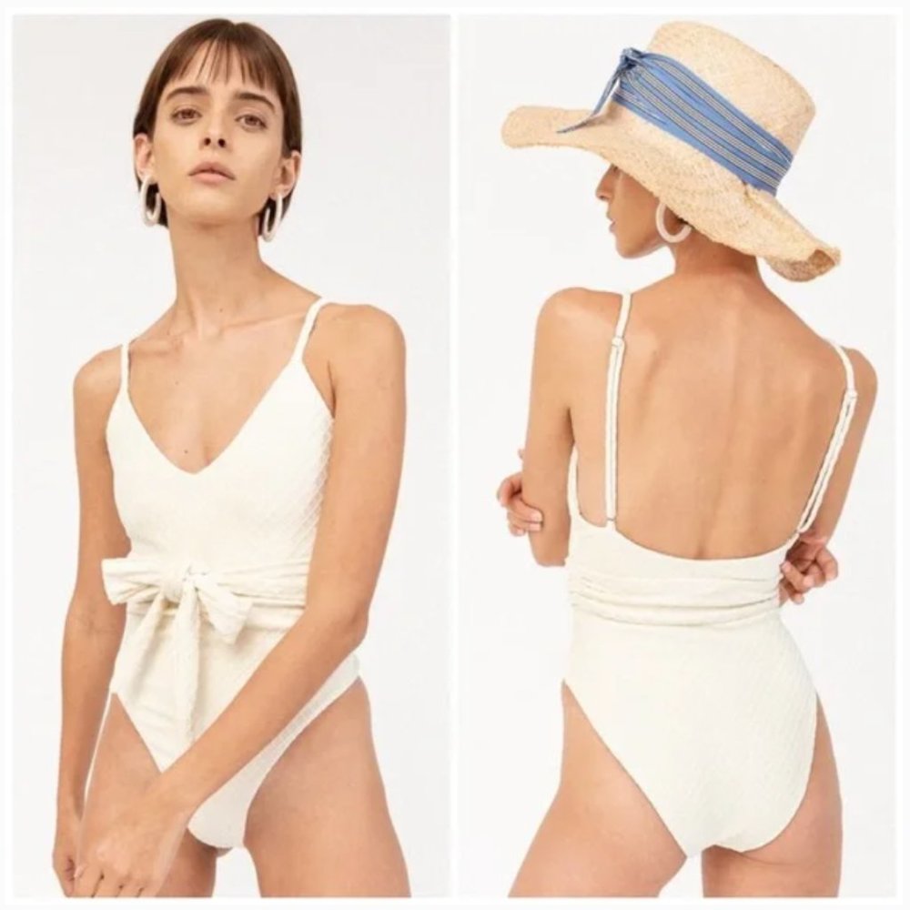MARA HOFFMAN Gamela Belted One Piece Swim - Cream (NWT) - Picture 2 of 8